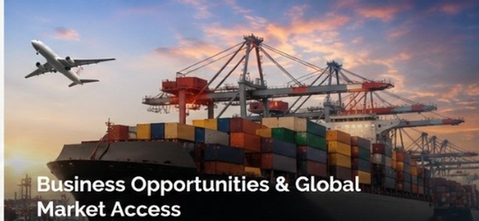 Global market access - export shipping containers and international trade logistics