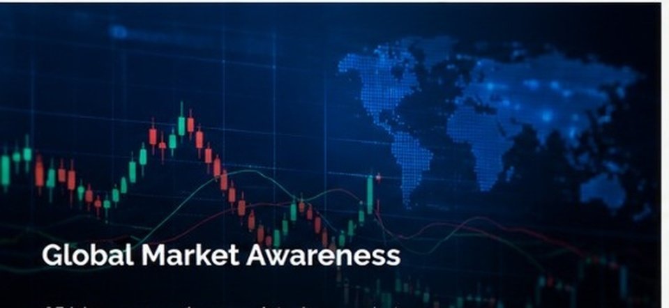 Global market awareness - digital trading chart over world map